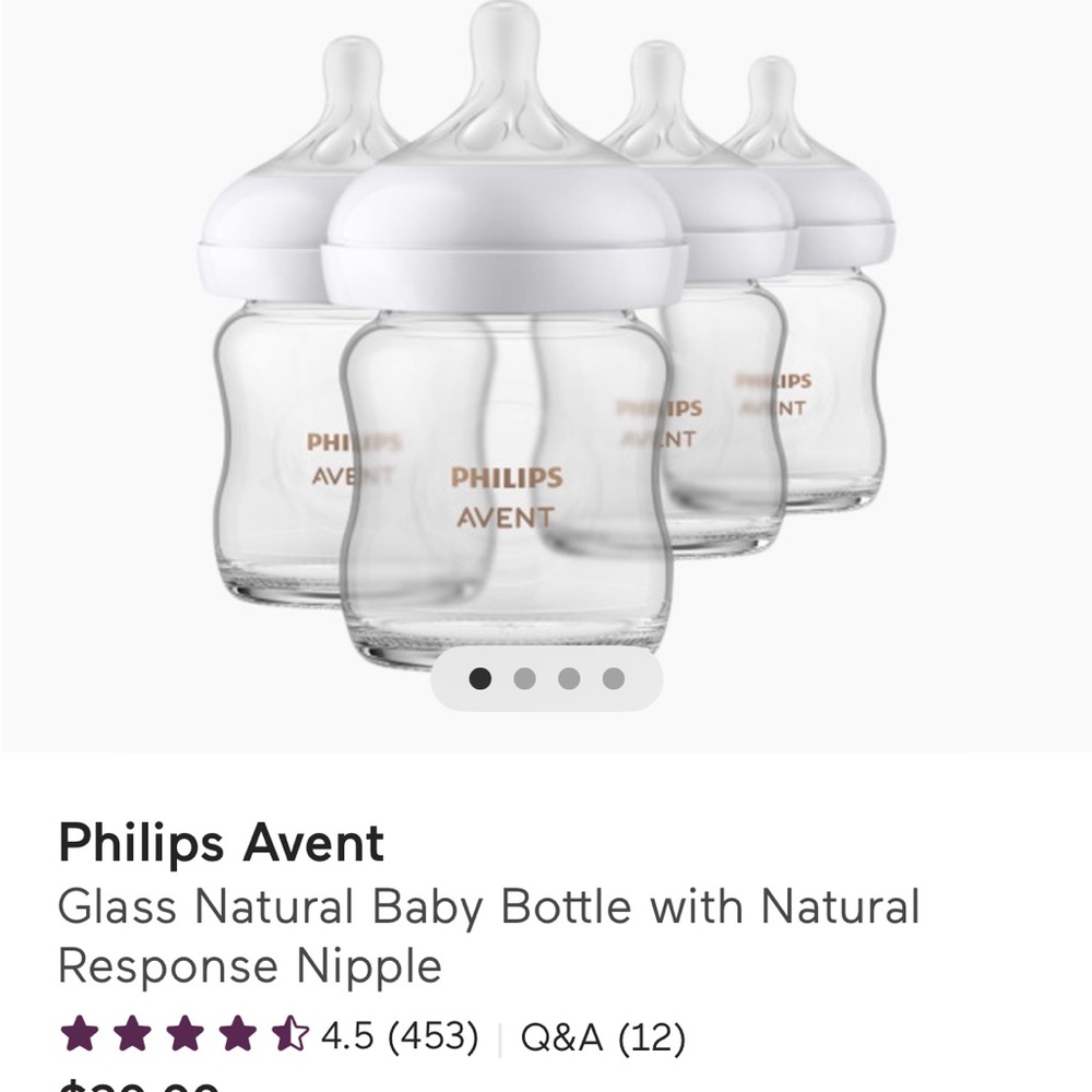 4 Phillips Avent Glass Bottles 4oz